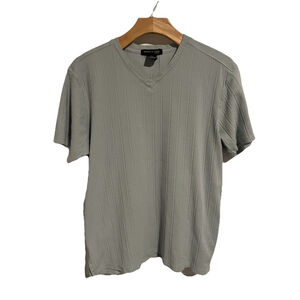 Kenneth Cole Mens Medium V Neck Ribbed Shirt Mint Green